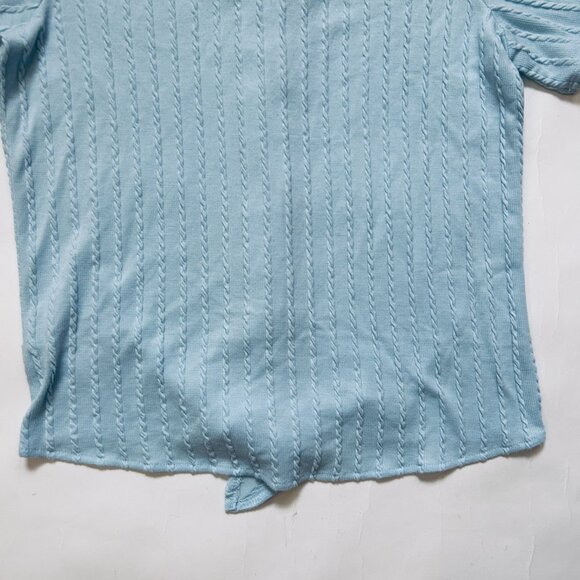 Weatherproof Vintage Short Sleeve V-neck Button Up Tie Front ShIrt Size S Blue - Picture 9 of 9